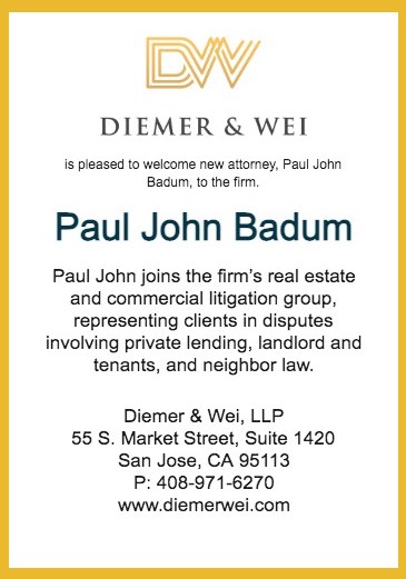 Diemer & Wei is Pleased to Welcome New Attorney, Paul John Badum, to the Firm.